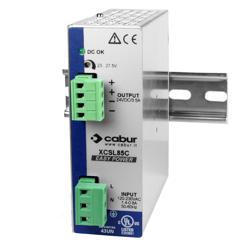 24V Economy DIN Rail Power Supply, 24V DC, 3.5A Output, 120Vac Input